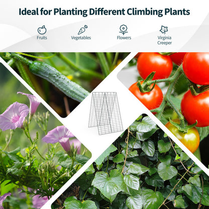2 Pieces Foldable A-Frame Trellis Plant Supports with Twist Ties