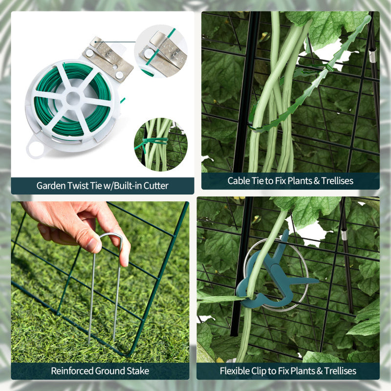 2 Pieces Foldable A-Frame Trellis Plant Supports with Twist Ties